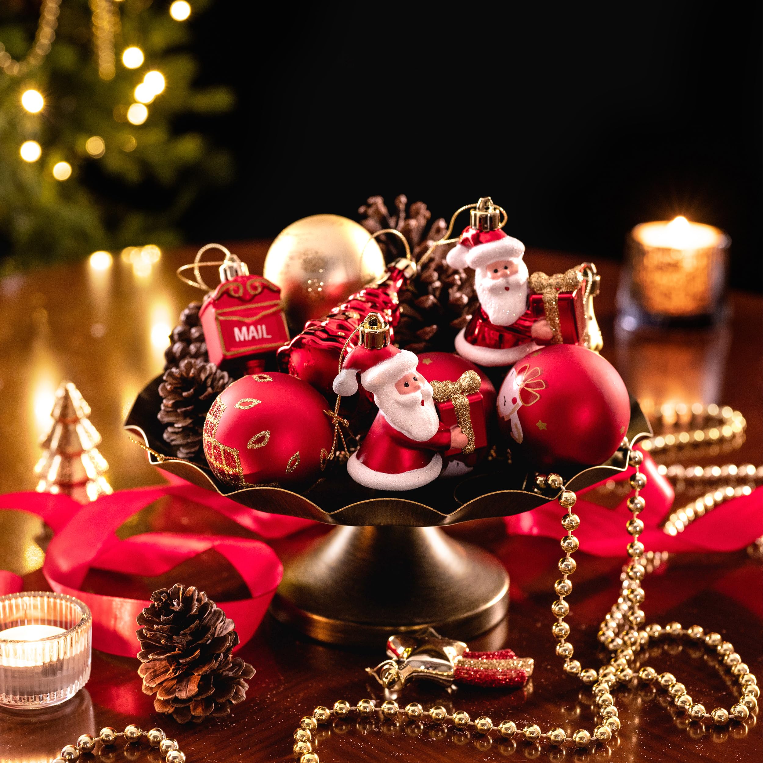 Valery Madelyn Christmas Tree Decorations, Red Gold 40pcs 6-8.5cm Shatterproof Baubles for Tree Balls Ornaments - Image 4