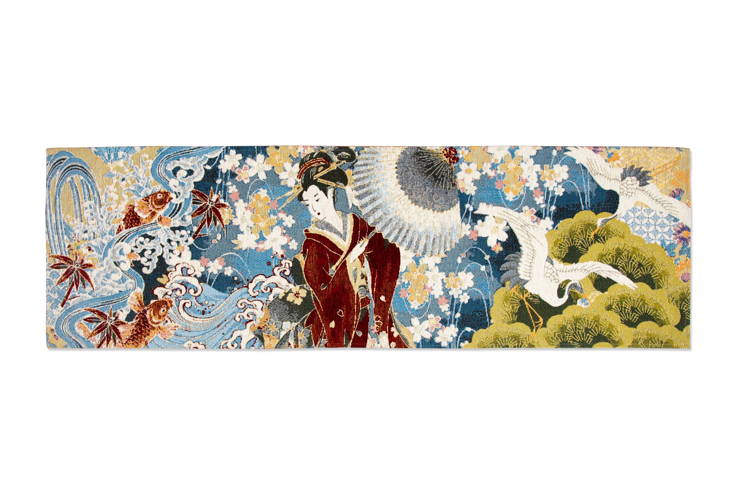 Excelsa Living Tappeto Passatoia da Arredo, Multicolo, Tessuto Jacquard, Poliestere Ciniglia Cotone, Antiscivolo, per Cucina e Bagno (Kimono, 180 x 55 Cm.)