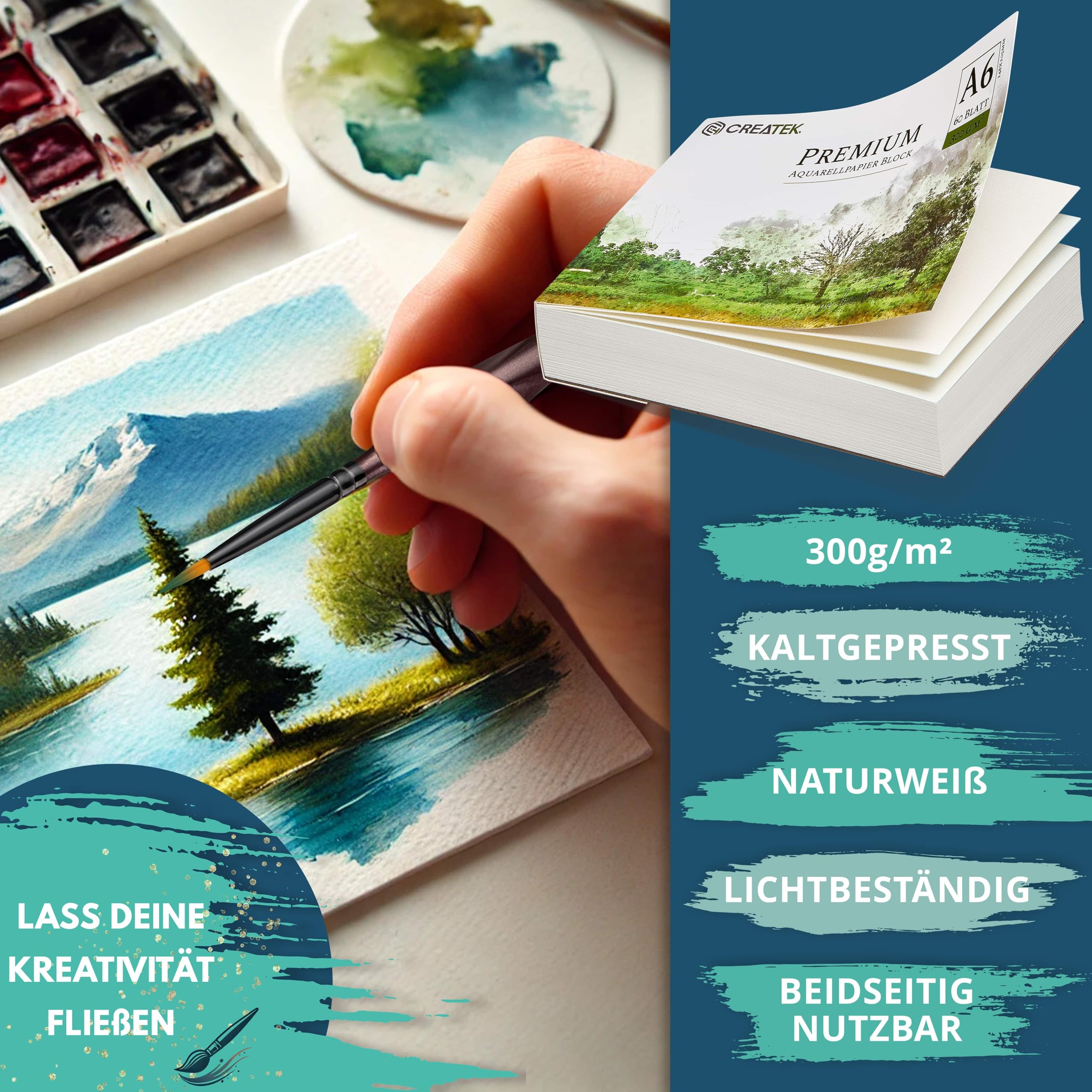 Lot De 45 Feuilles Papier Aquarelle A6 300g - 15x10.5 Cm - Blanc, PH Neutre - Pour Aquarelle, Gouache, Acrylique - Idéal Débutants Et Artistes
