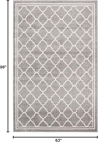 Vista 100 de Safavieh Amherst Collection AMT422B - Alfombra para interiores y exteriores, color gris claro y beige