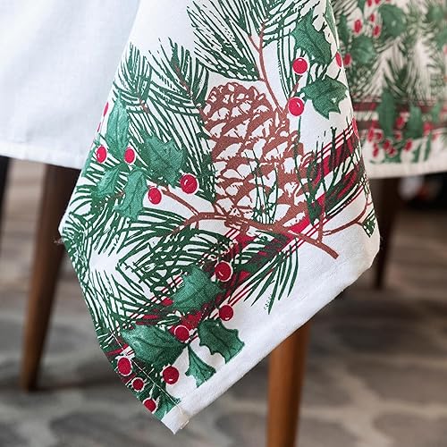 Miniatura 7 de Folkulture Mantel de Navidad o mantel de comedor, 60 x 72 pulgadas, mantel rectangular 100% algodón para decoración de mesa de Navidad, mantel largo