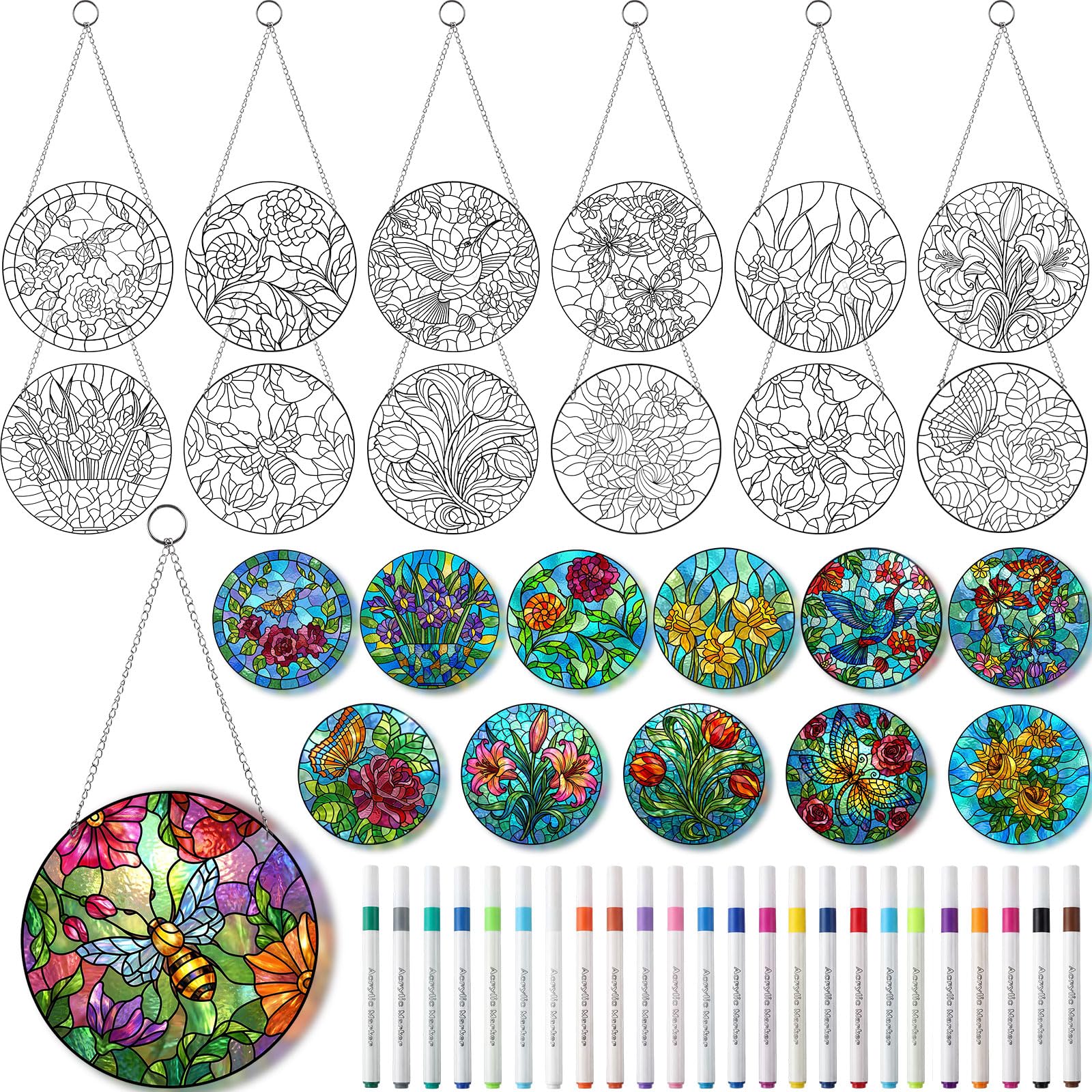 DIY Suncatcher Crafts Kit - Paint Floral Window Art -15