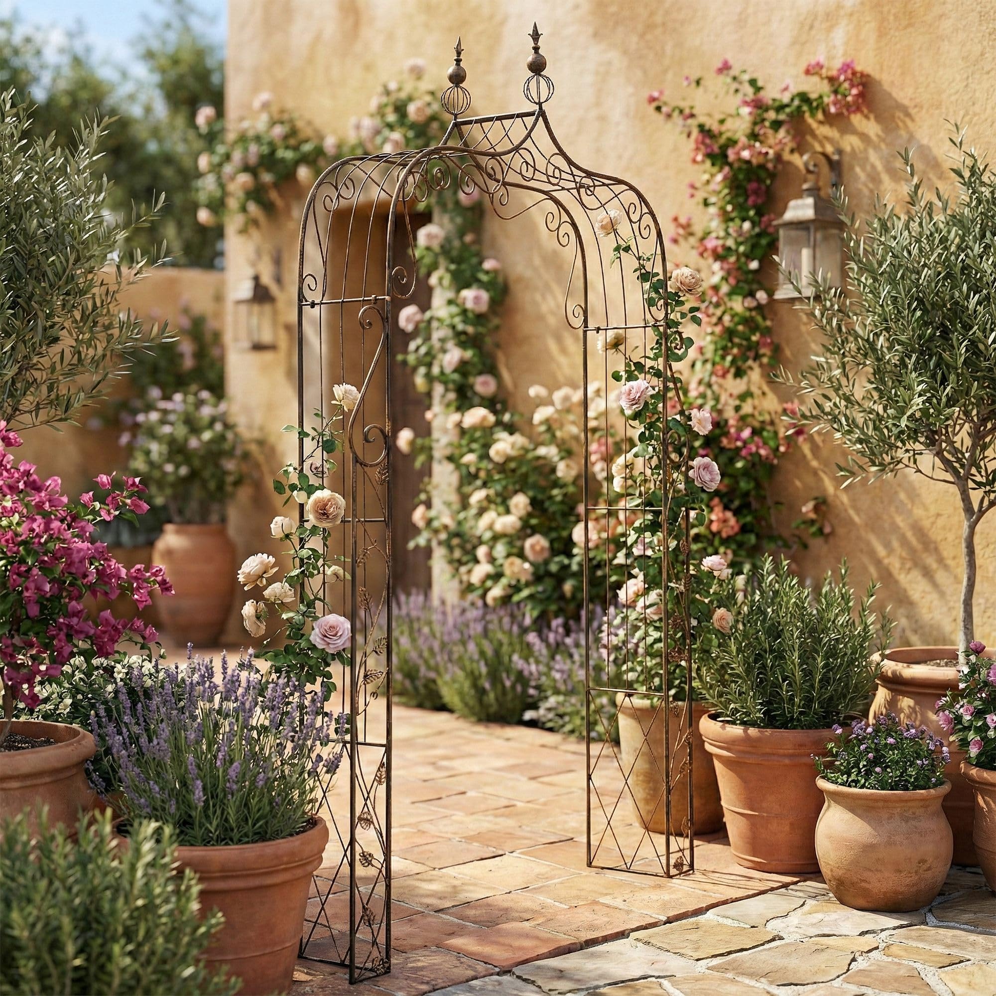 Rosenbogen Bremen - 143x30x248cm, Metall, Bronze | Rankhilfe Rosen Rankgitter Gartendekoration
