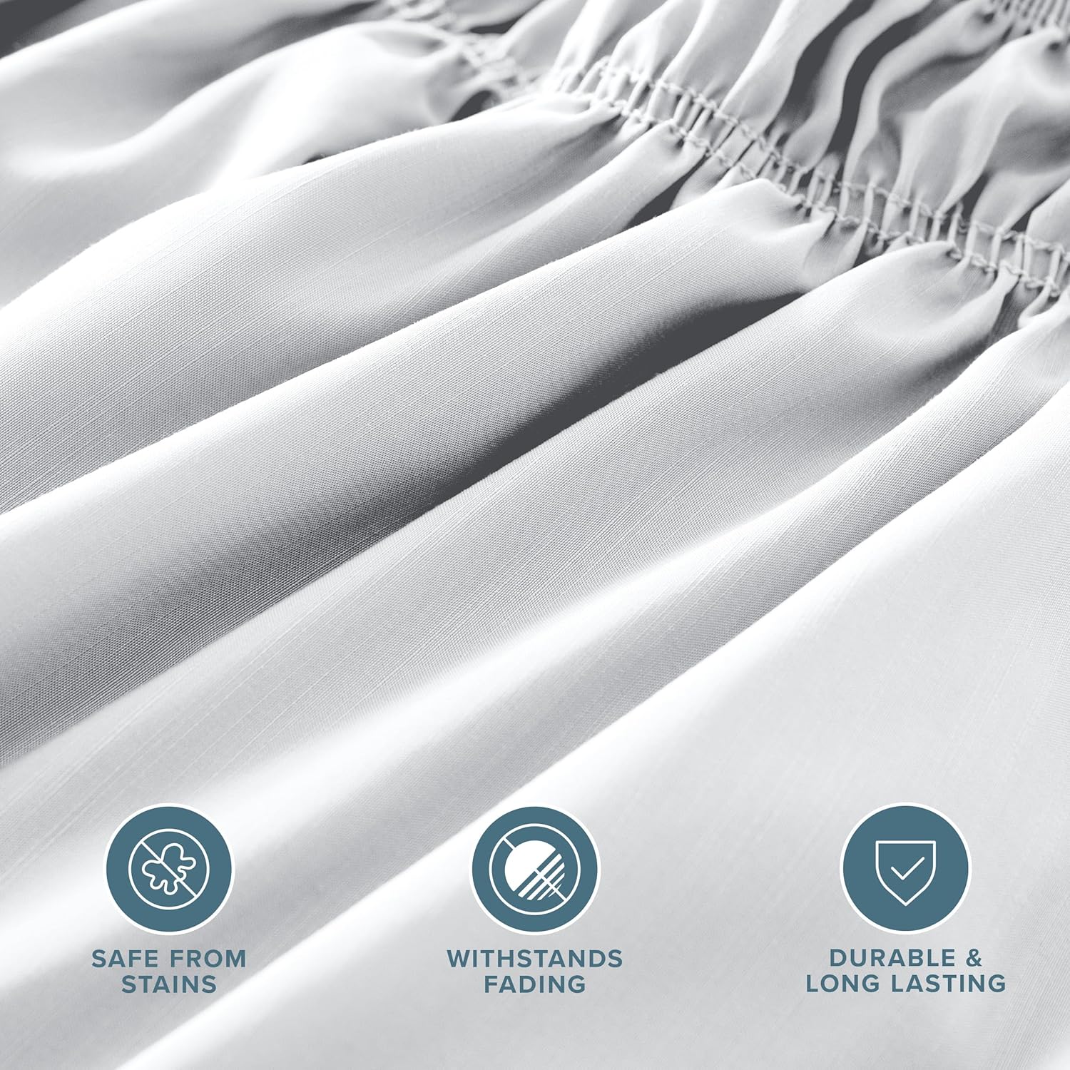Bare Home Wrap Around Bed Skirt - for Queen Size Beds with 15 inch Tailored Drop - Easy Fit Elastic Strap - Adjustable and Ruffled Style - Wrinkle, Fade, and Stain Free (Queen, White)