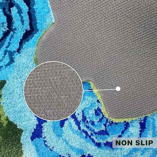 Miniatura 5 de USTIDE Tapete de baño de rosa esponjoso de 23.6 x 35.4 pulgadas, tapete de baño antideslizante para baño, cocina, sala de estar o dormitorio,