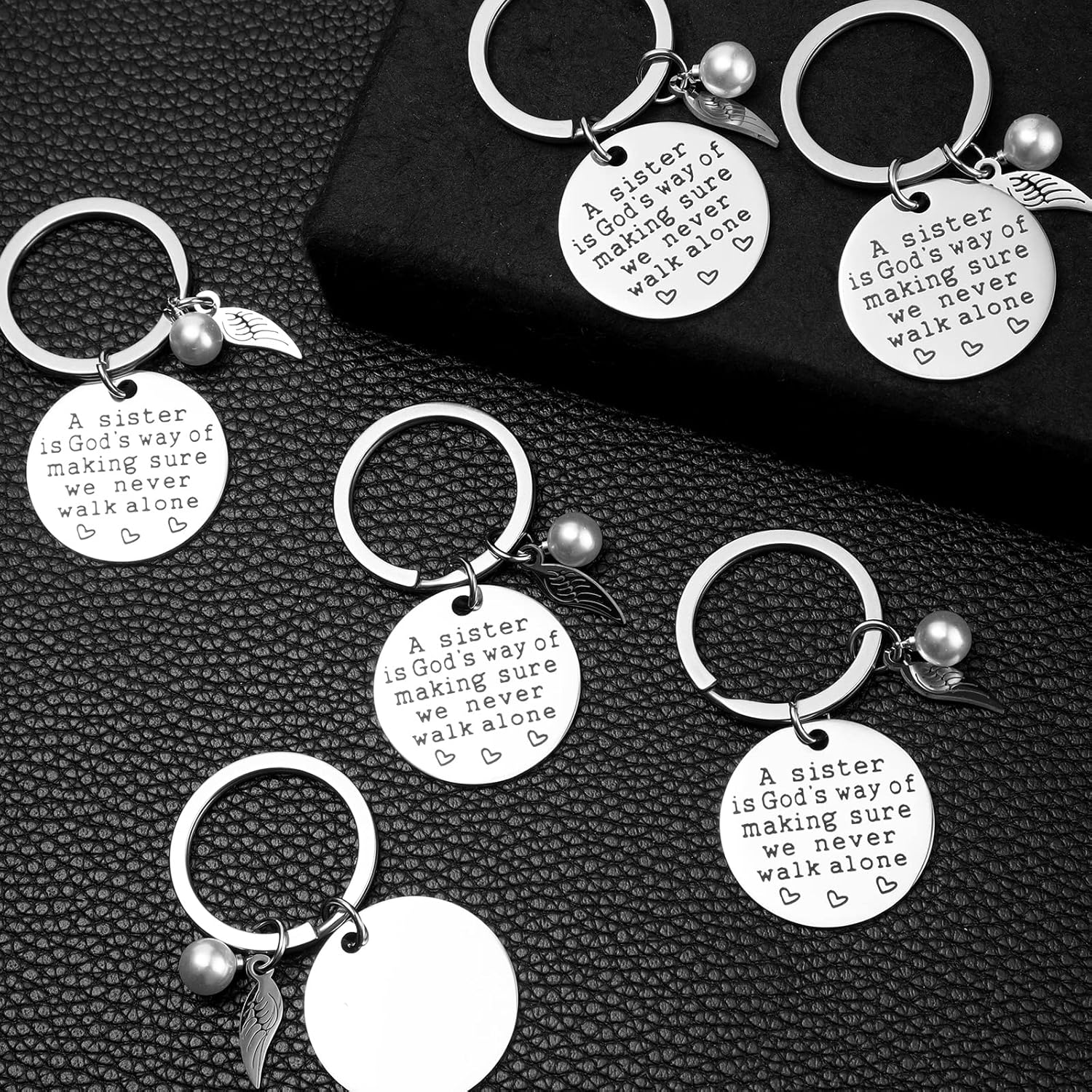 Roowest 6 Pieces Keychain Gift from Sister, a Sister Is God's Way of Making Sure We Never Walk Alone Angel Keychain for Women Friend Birthday school class Jewelry Gifts - Image 6