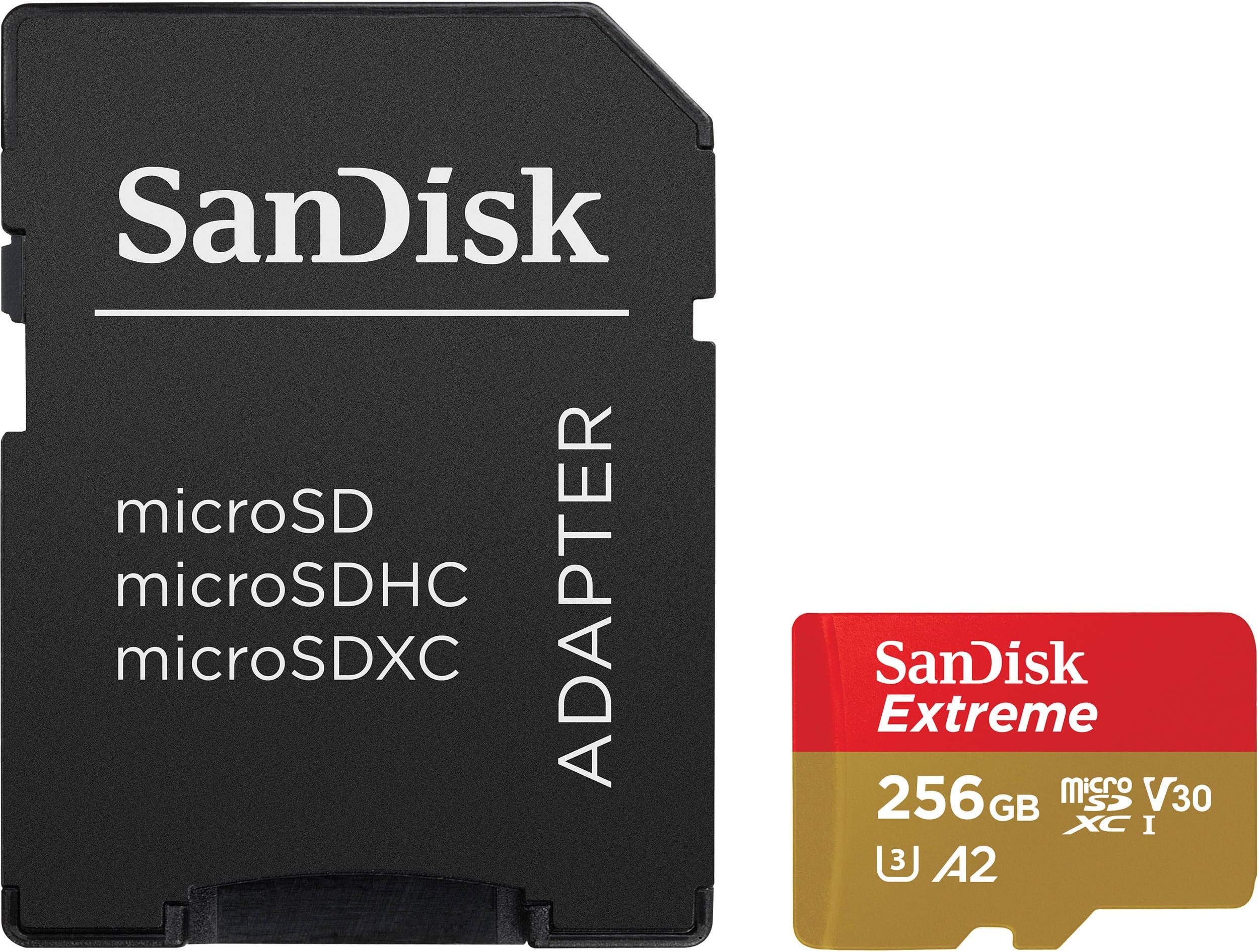 SanDisk Extreme microSDXC UHS-I Memory Card with Adapter 256GB SDSQXA1-256G-GN6MA