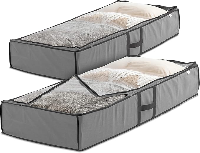 Premium Underbed Storage Bag (2Pack) Clothes Storage Boxes with Zips