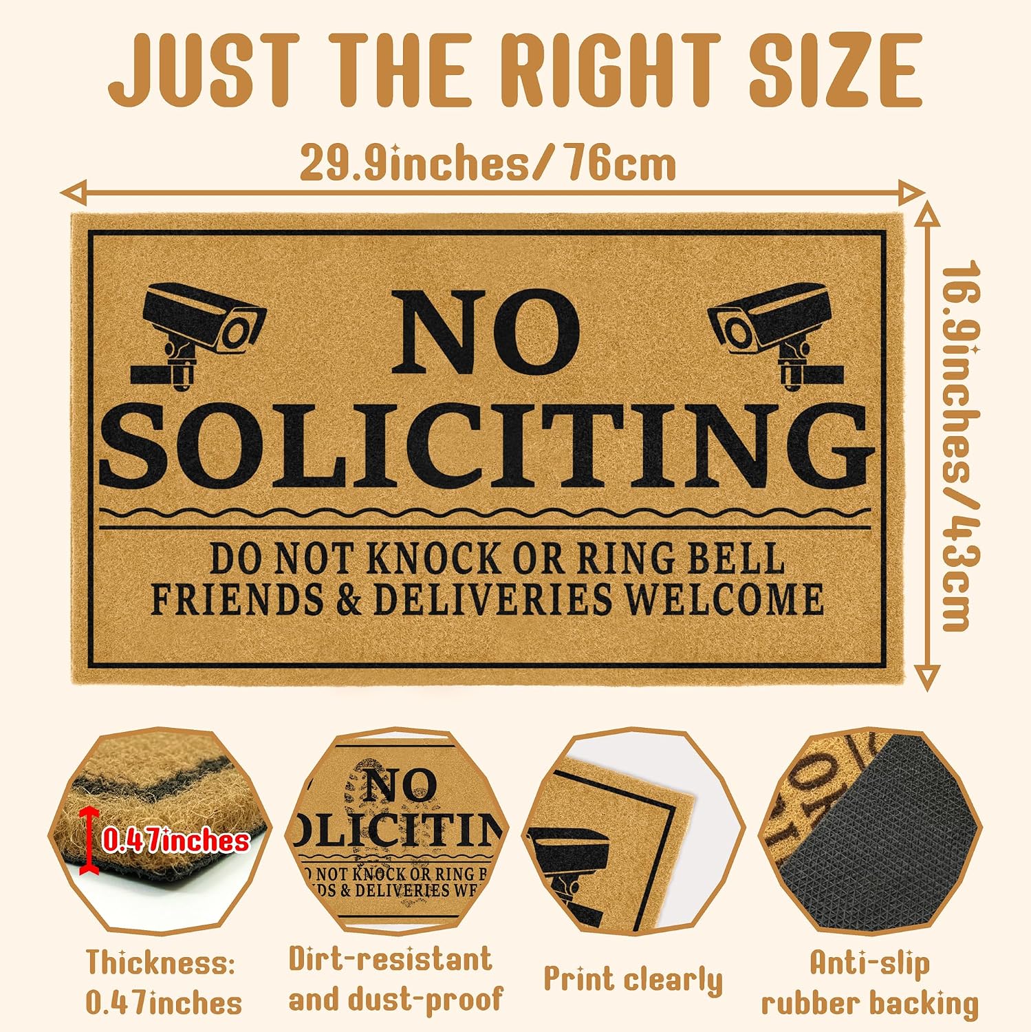 kokolap Coir Door Mat No Soliciting Sign Mats for Outside Entrance Durable Matt for Front Door Anti-Slip Unwelcome Outdoor Doormat Enter Rug for Patio Porch Yard Home Accessories 16.9x29.9 Inch