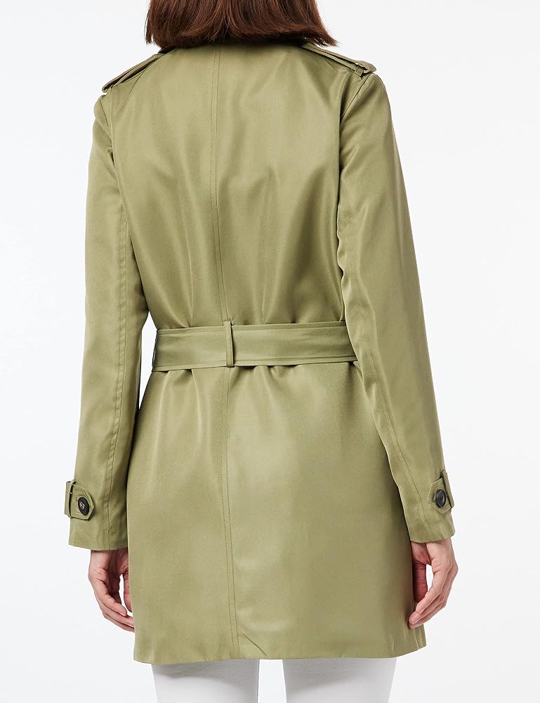 Trench Coat ONLY Pour Femme - Long, Ceinture Et Col Revers, 100% Polyester