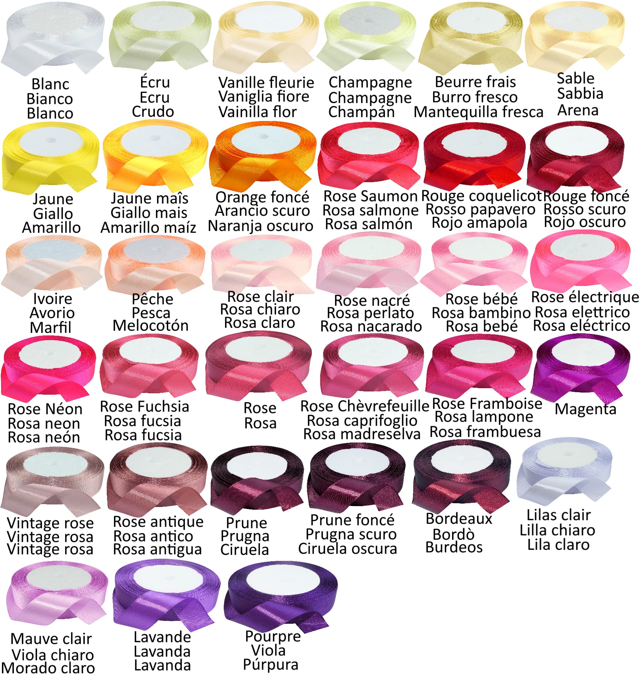 AERZETIX - C55359 - Rouleau Ruban En Satin 3 Mm X 50 M - Couleur Rose Fuchsia - Bande D'emballage Cadeaux Pour Décoration Cérémonie Mariage Anniversaire Fête Party - En Polyester