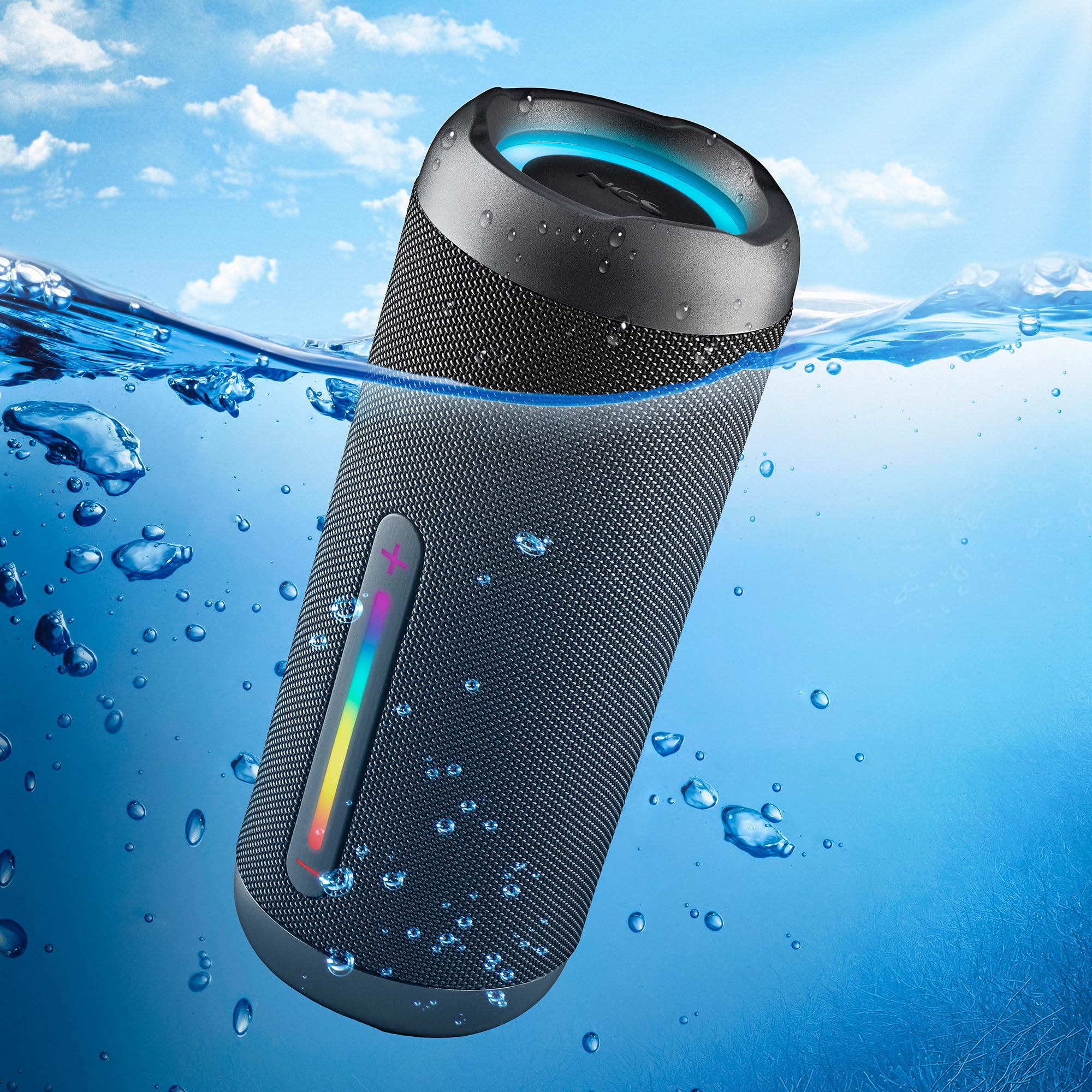 NGS Roller Furia 3 Black - Altavoz Inalámbrico Compatible con Bluetooth, Impermeabilidad IPX7, 60 W, True Wireless, USB, Duración Batería 9 Horas, Negro