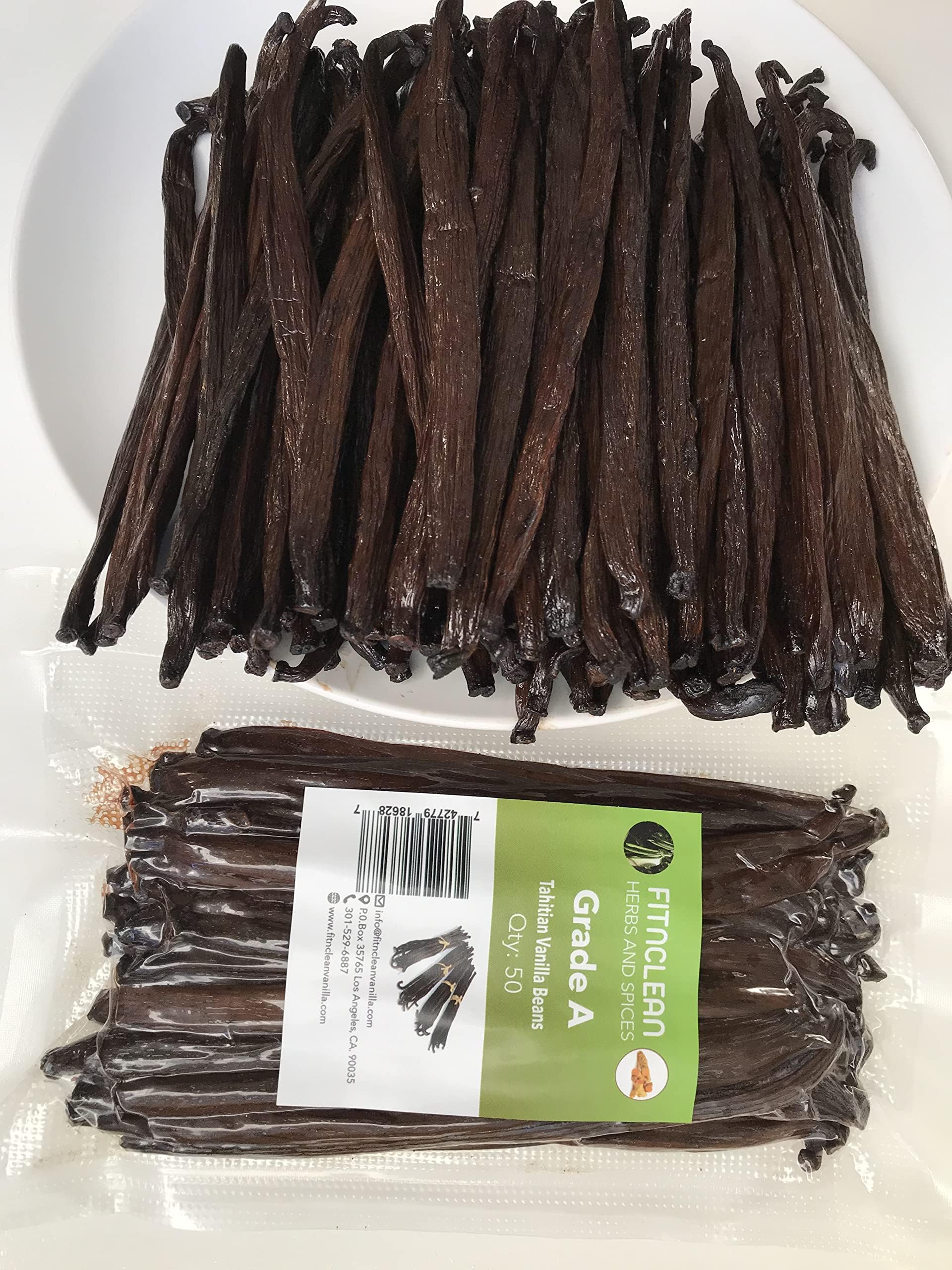 50 Tahitian Vanilla Beans Bulk for Making Vanilla Extract