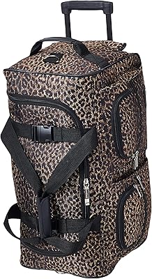 Rockland Rolling Duffel Bag, Brown Leopard, 22-Inch