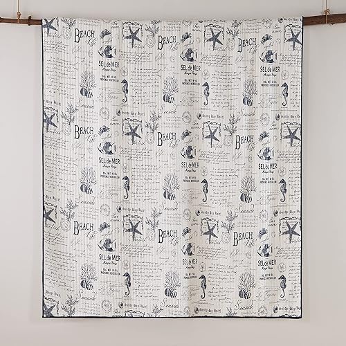 Miniatura 4 de Levtex Home Beach Life - Juego de edredón de algodón, tamaño matrimonialqueen, color azul marino