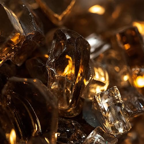 Miniatura 9 de MSI Vidrio ignífugo marrón cobre, rocas de vidrio templado reflectante de 12 pulgada de alto brillo para propano o chimenea de gas natural, rocas de