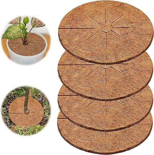 3 tapetes protectores de árboles de fibra de coco, cubierta de suelo para plantas de interior y exterior, cobertura de fibra de coco de 12 pulgadas