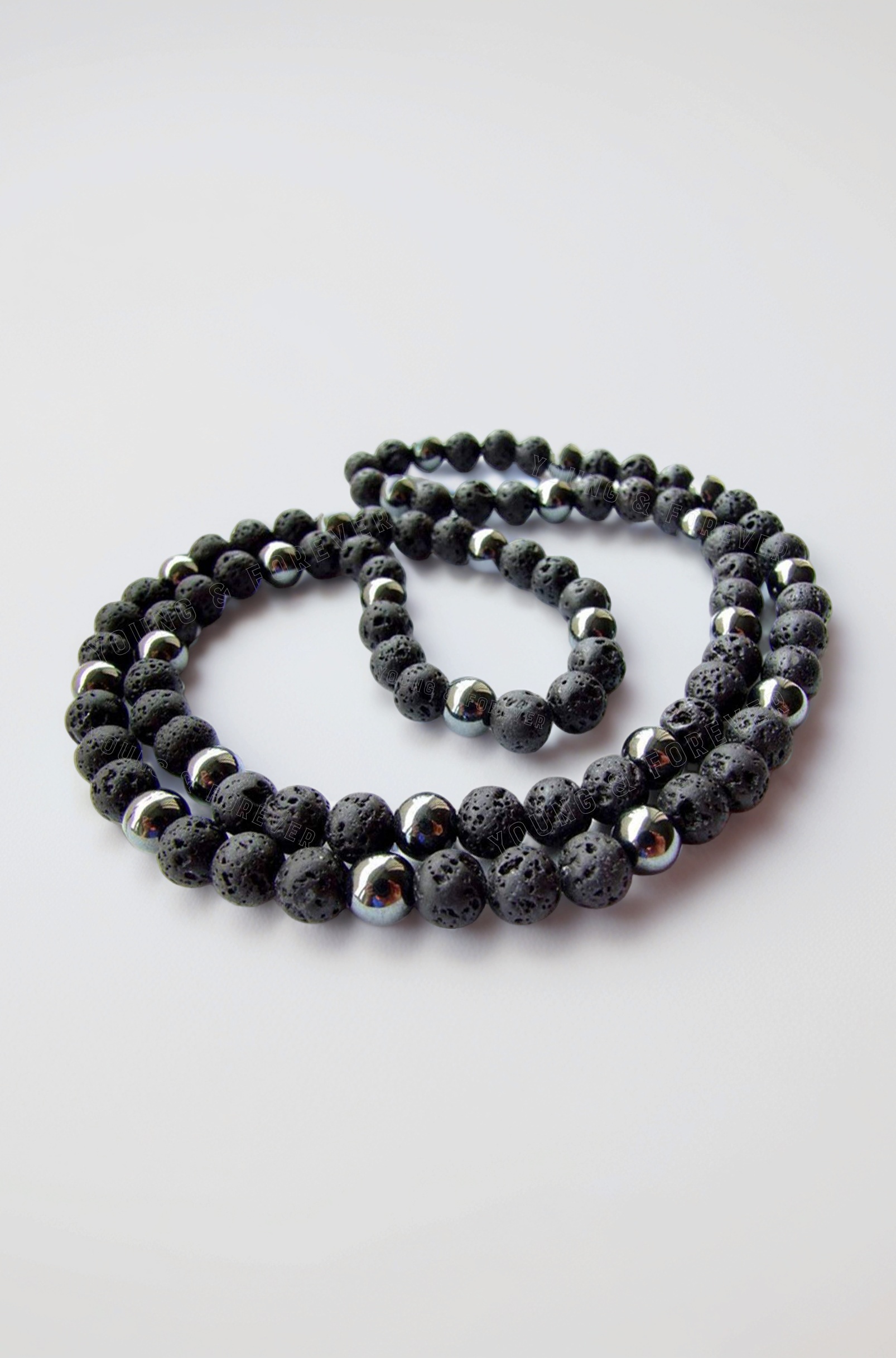 Gift D'vine Spiritual Natural Semi Precious Stone Jewellery Necklace Hematite Lava Rock Lapis Lazuli Reiki Men Necklace Buddha Beads and Men Necklace Long