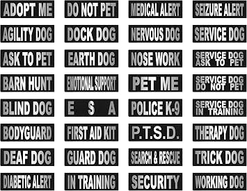 Dogline Adopt Me Patches for Dog Harness, Hook-and-Loop Fastener, Removable, Large/X-Large