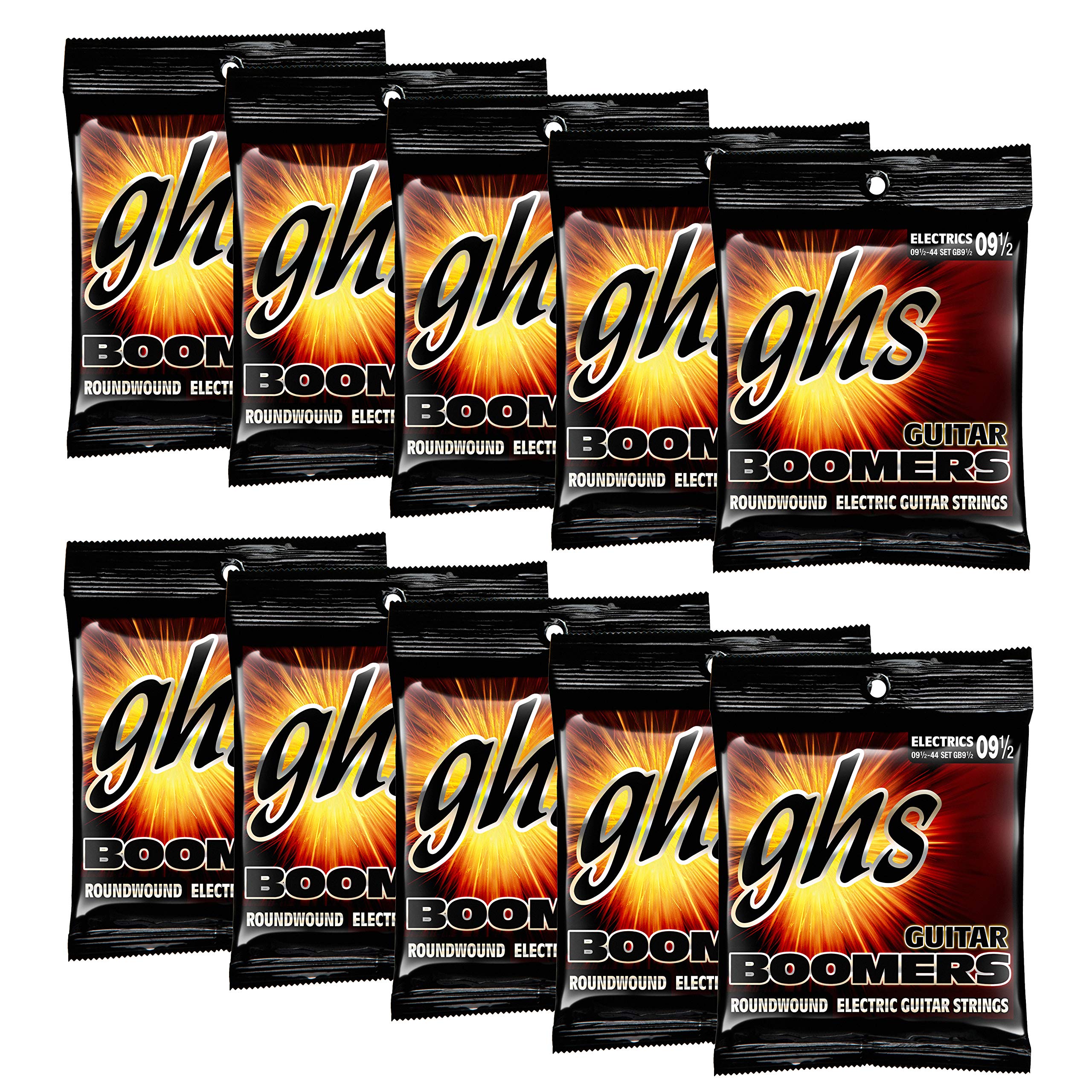 GHS Strings GB9 1/2-10 Pack - Guitar Boomers, Nickel-Plated Electric Guitar Strings, Extra Light + (.009 1/2-.044)