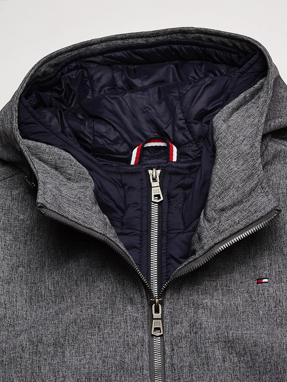Tommy Hilfiger Men's Soft Shell Fashion Bomber With Contrast Bib and Hood