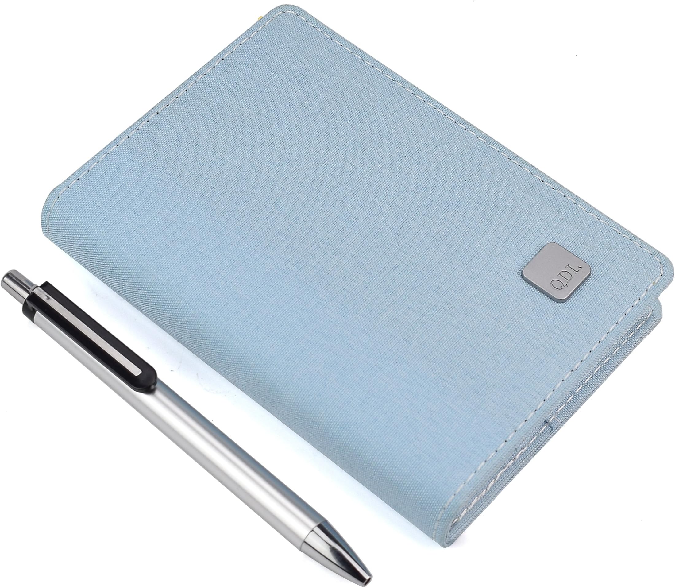 EsOfficce Pocket Notebook, A7 Hardcover Small Journal/Line Pages Writing Notebook/Ruled Leather Diary, Memo Notebook With Pen and Gift Box for Traveler, 226 Pages/113 Sheet,Blue