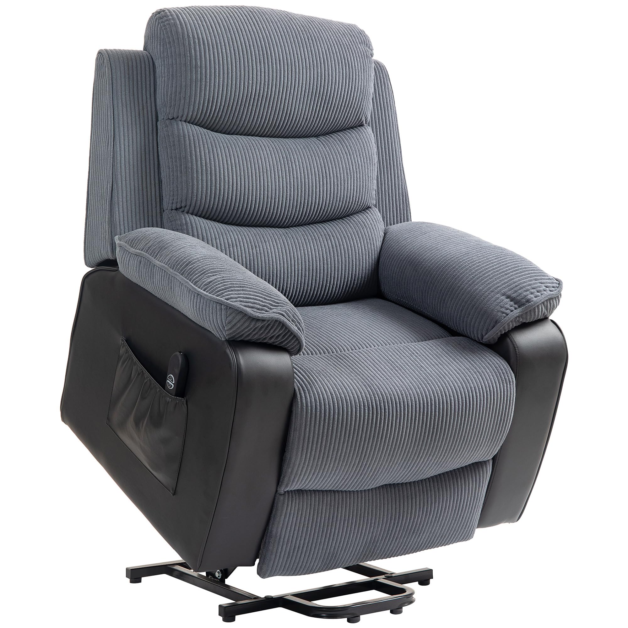 HOMCOM Sillón Relax Reclinable Eléctrico Sillón Levanta Personas con Mando a Distancia Puerto USB Reposapiés y Bolsillos Laterales Sillón Elevador para Salón Dormitorio Gris Oscuro