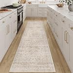 8x10 Zone lavable Rug pour salon Chambre Beige Vintage Tapis Low Pile Soft Thin Tapis Salon Détresse Oriental Non-dérapable Aspirateur Grand Rug de lancer pour salle à manger Cuisine