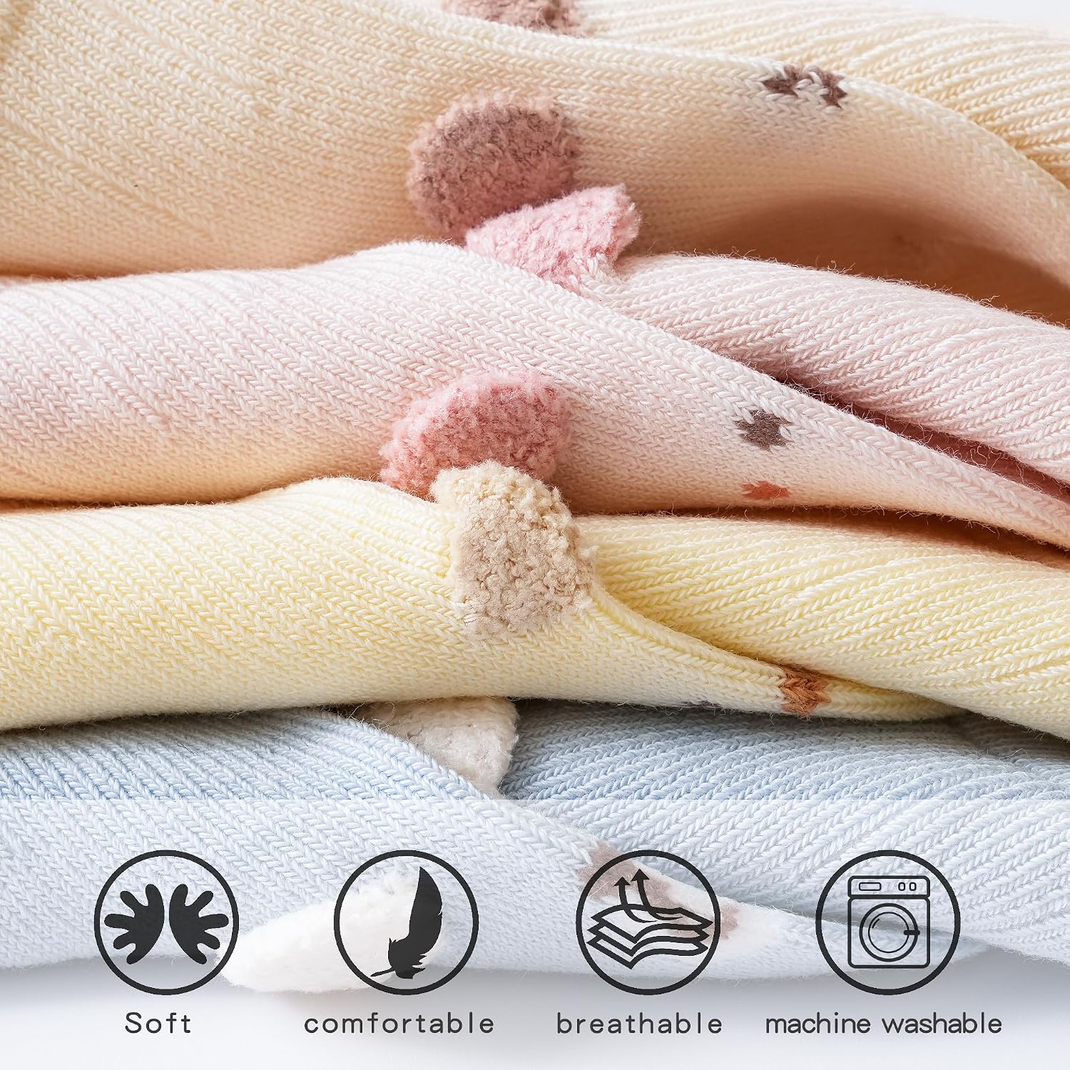 Baby Girls Boys Soft Socks,School Uniform Dress Socks for Toddler Infant | Avoid Making Pressure Lines in Baby Legs,5 Pairs,Cotton,Comfortable,Crew Socks