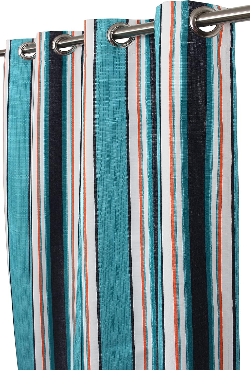 Outdoor/Indoor Sunbrella Curtain 84 inch x 50 inch Water Resistant/Weather Resistant with 8 Stainless Steel Grommets Stripe Token Surfside