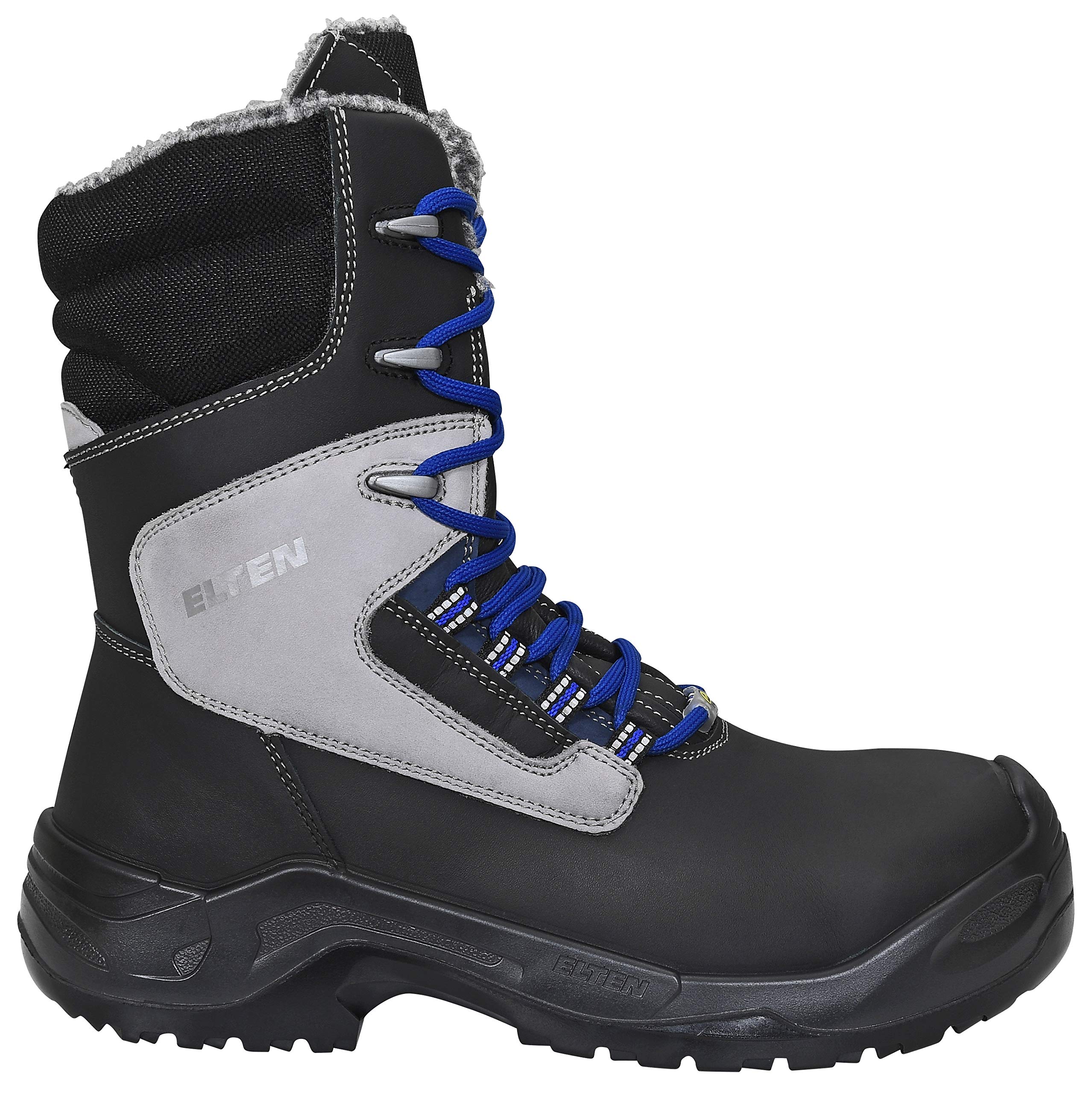 ELTEN Sicherheitsschuhe Jonte High ESD S3 CI, Damen und Herren, Leder/Textil, Kunststoffkappe (Leichter als Stahlkappe), robust 42, Schwarz-Grau