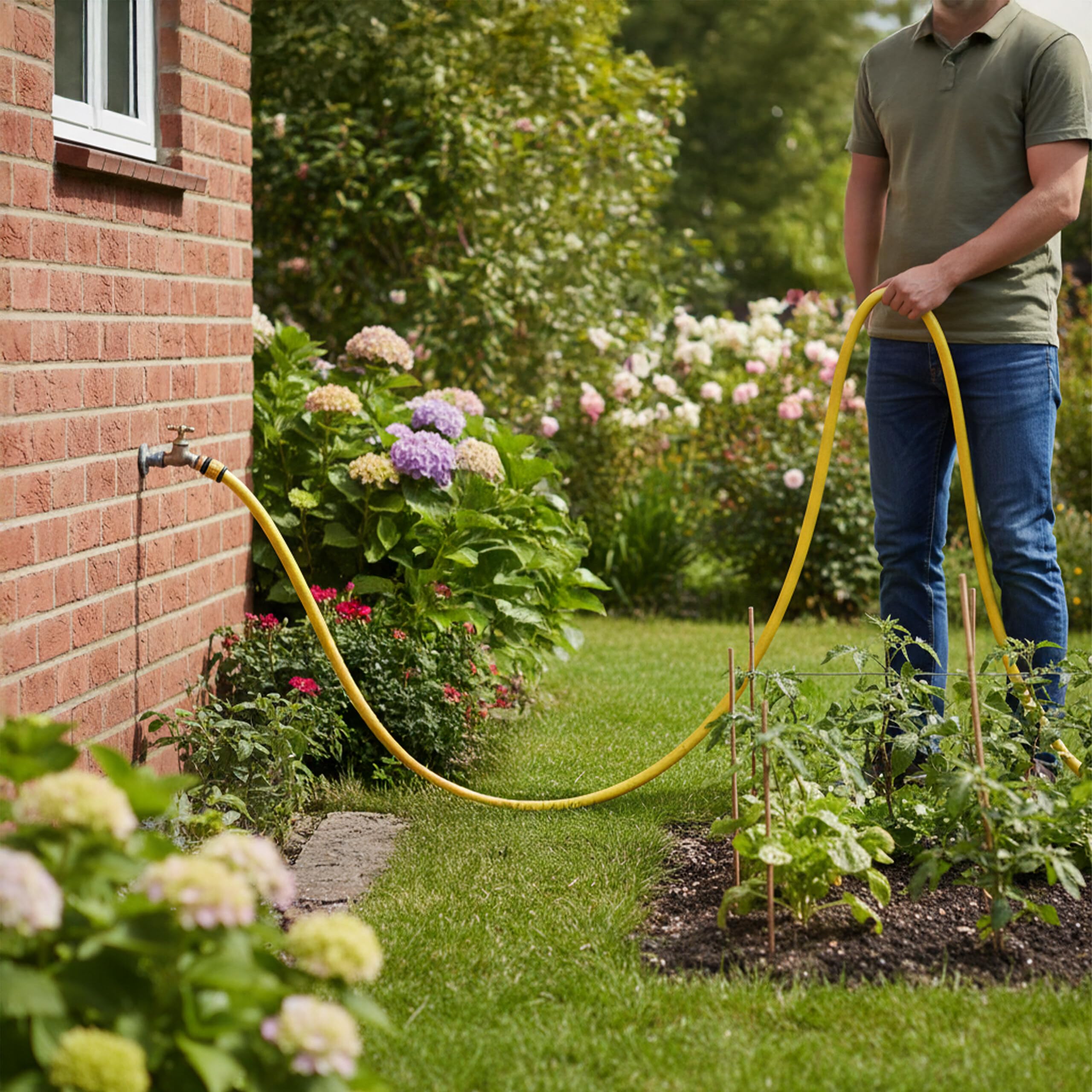 Relaxdays Tubo da Giardino, 50 m, Universale 1/2", Resistente a UV e intemperie, Rinforzato in PP