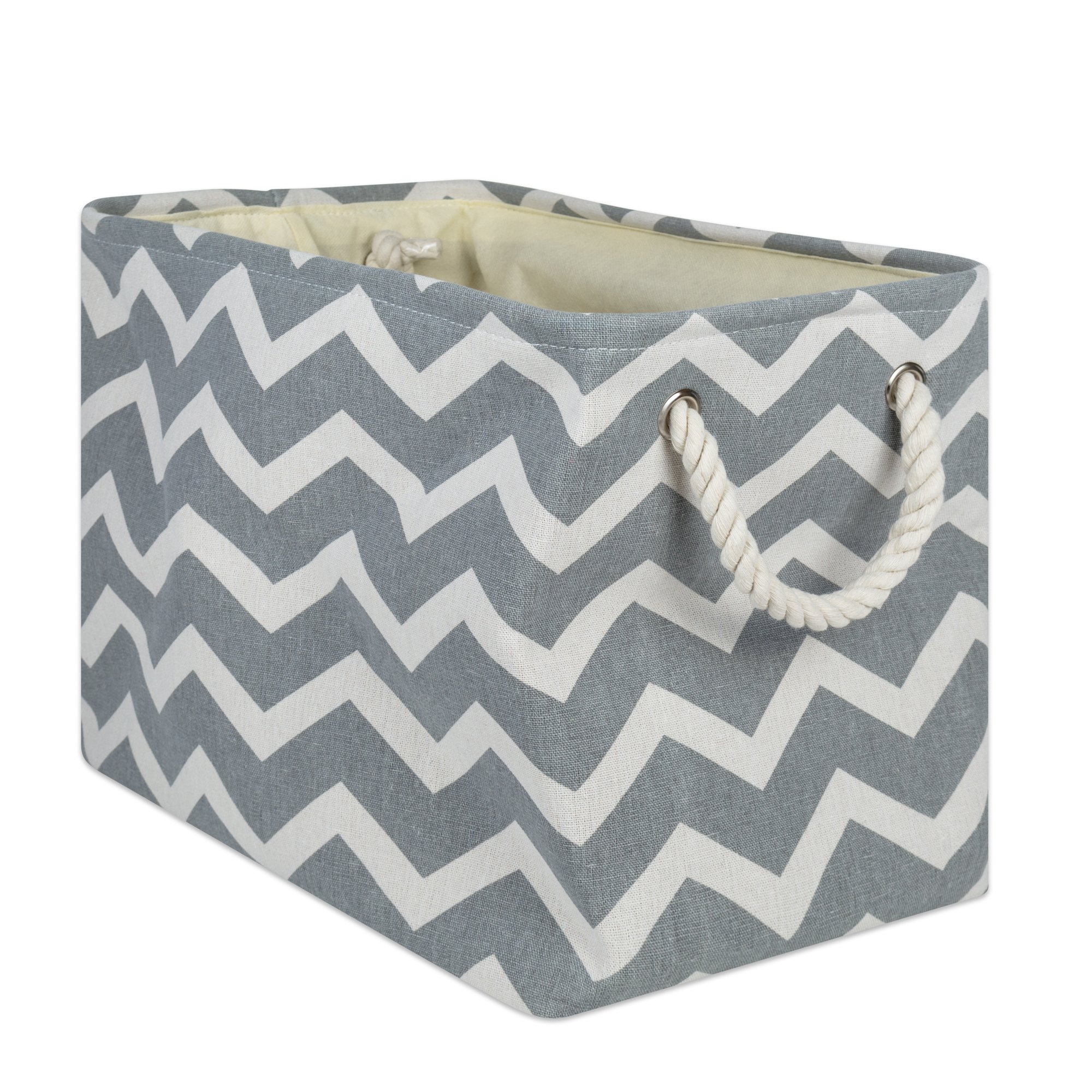 DII Polyester Container with Handles, Chevron Storage Bin, Medium, Navy