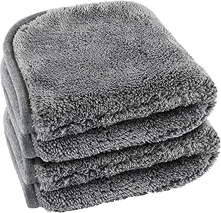 lunar. premium cleaning 2 Stück Poliertuch Auto KFZ Microfasertuch 40x40cm grau 1200 GSM Trockentuch extrem saugfähig ultr...