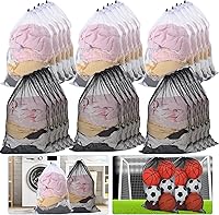 Berlune 30 Pack 24x36 Inch Large Mesh Laundry Bags with Drawstring - Bulk for Dorms, Laundromats, Commercial Use (Black, White)
