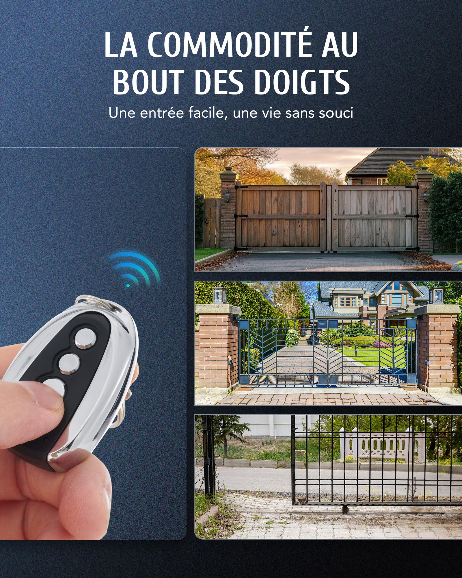 CO-Z Lot de 2 Télécommandes pour Motorisations pour Portails Coulissants et Portails Battants Clés de Sauvegarde sans Fil Distance 30 Mètres Accessoires de Sécurité pour Portails Automatiques