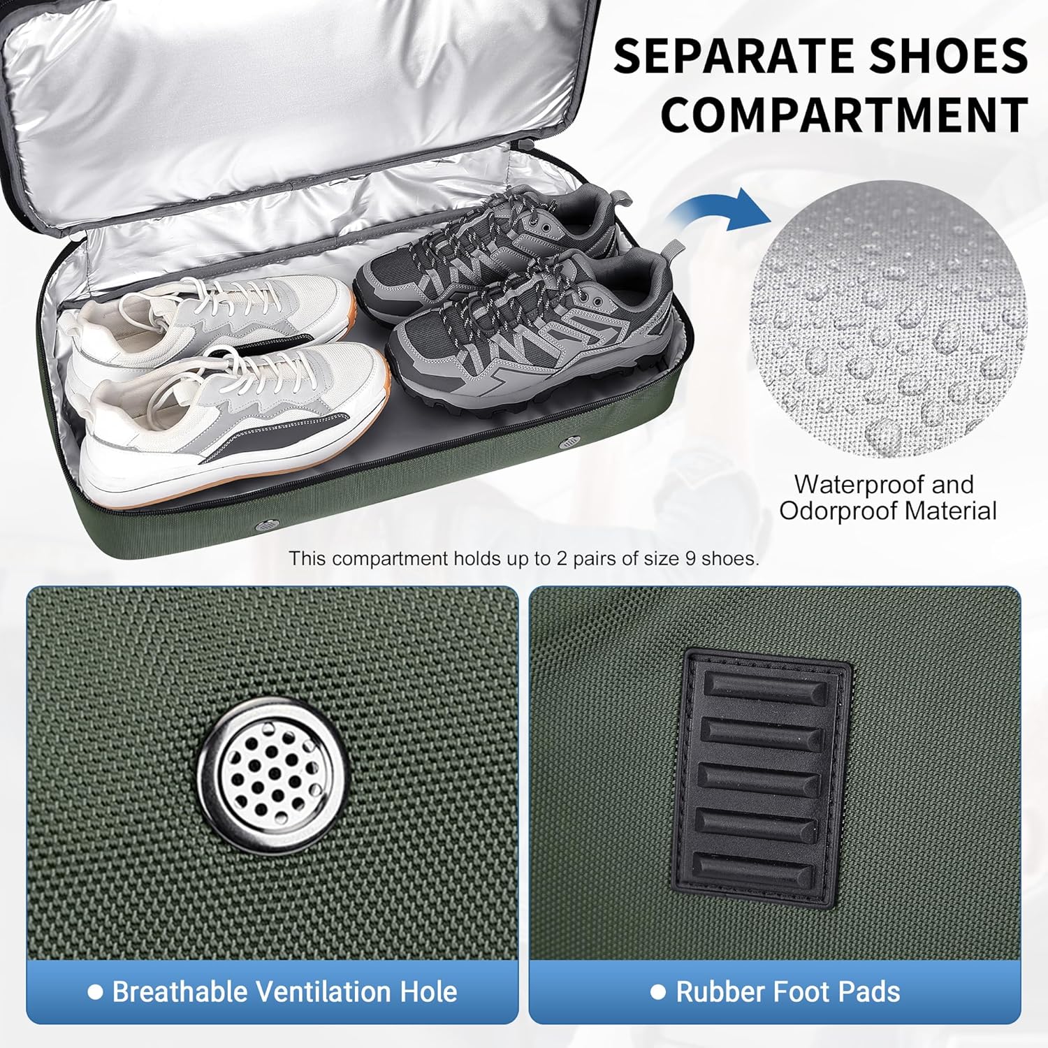 WITZMAN Duffle Bag for Men Large Carry On Travel Mens Weekender Overnight Bags with Shoes Compartment for Sports Gym(B723 Army Green)