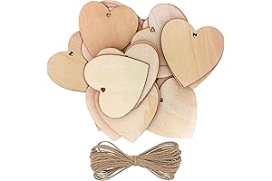 Kurtzy 50 Pack of Wooden Hearts for Crafts 4 Inch - Add...