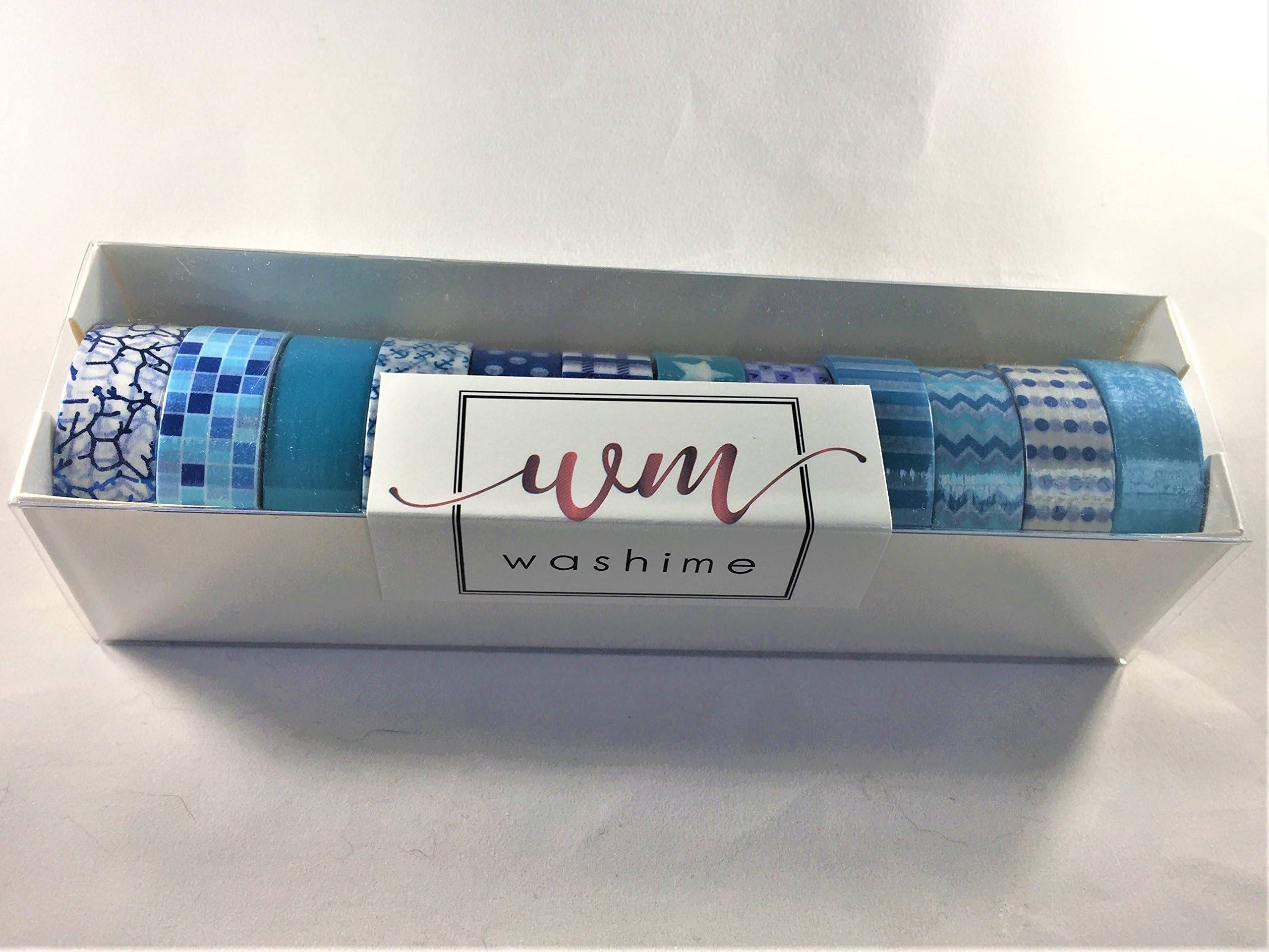 WashiMe Set of 12 WASHI Tape - Blue or Pink Palette (Blue)