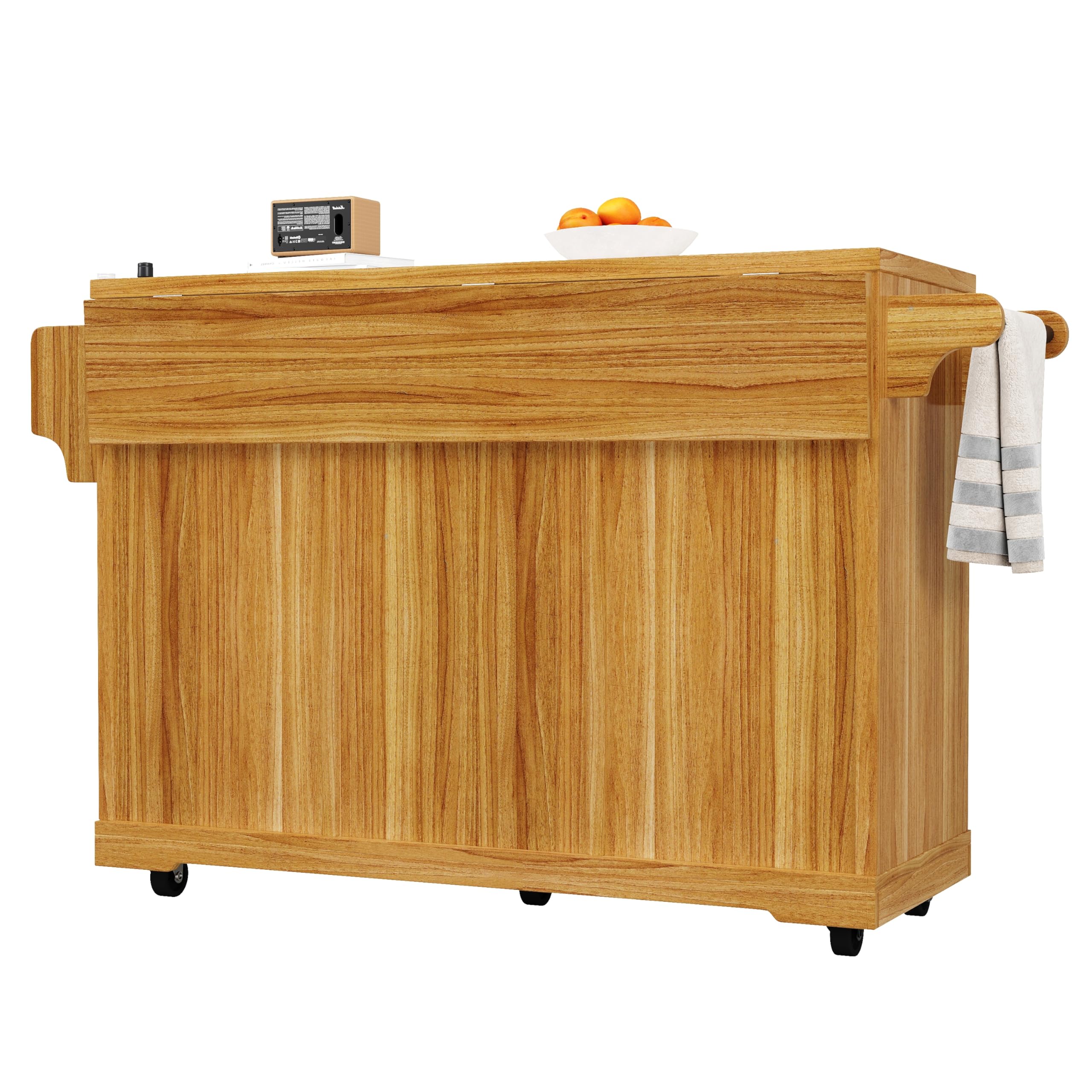 REXO Carrello da portata multifunzione, carrello da cucina con vano portaoggetti, ripiani regolabili, portabottiglie di vino, tavolino mobile per sala da pranzo, soggiorno, balcone, marrone scuro