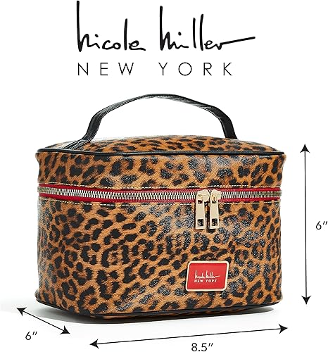 Miniatura 5 de Nicole Miller Bolsa de maquillaje, bolsa de viaje y artículos de tocador, bolsa de cosméticos grande con cremallera, bolsillos y asas transparentes,
