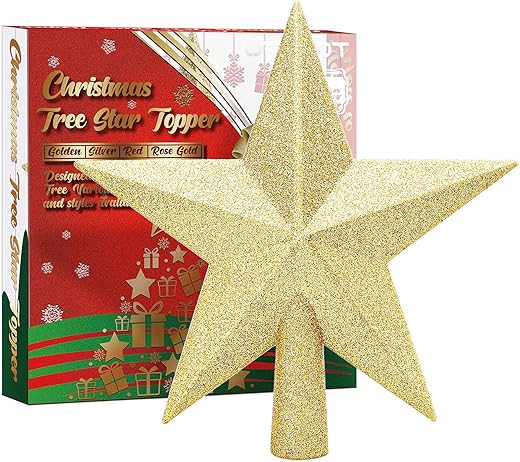 URATOT Glittered Christmas Star Tree Topper