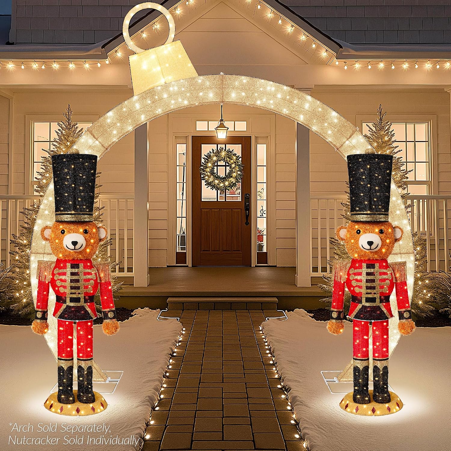 Best Choice Products Christmas Nutcracker Bear 5ft Pop Up Lighted Large Holiday 3D Yard Decoration w/ 150 Twinkling LED Lights for Outdoor, Indoor - Red