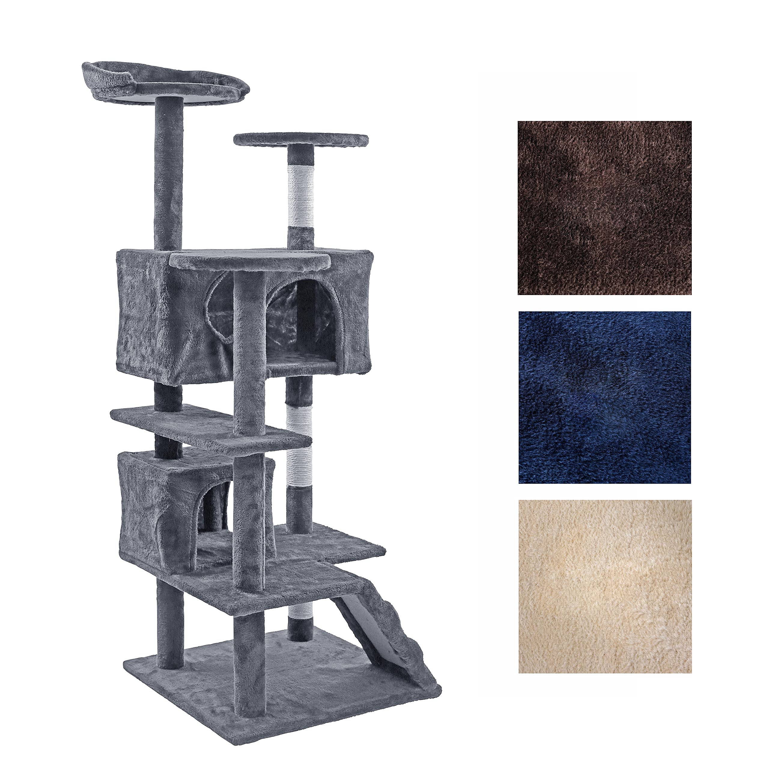 Krabboom voor katten grijs-wit 130cm kattenkrabpaal
