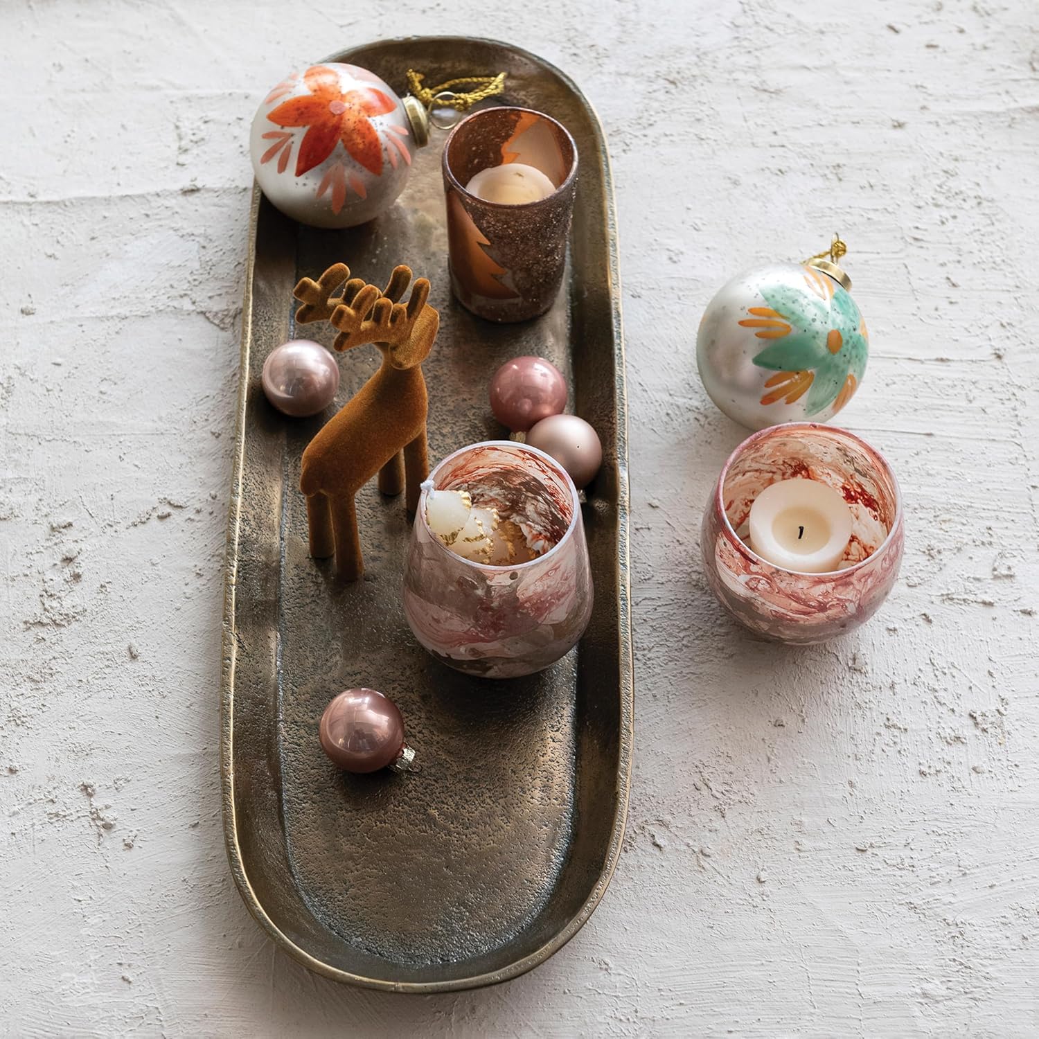 Creative Co-Op Aluminum Tray, Antique Brass Finish