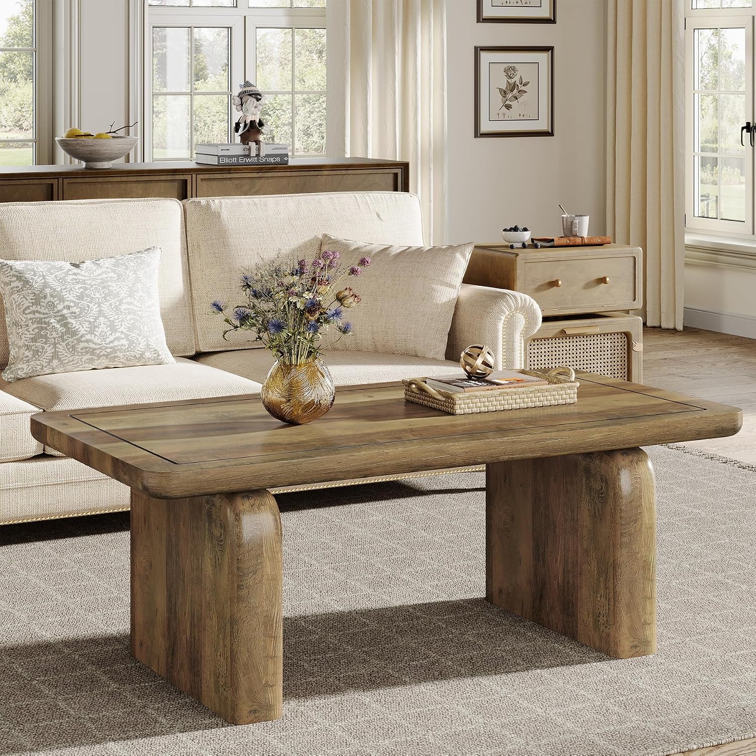 Amazon.com: Tribesigns Rectangle Coffee Table, 47-Inch Farmhouse Tea ...