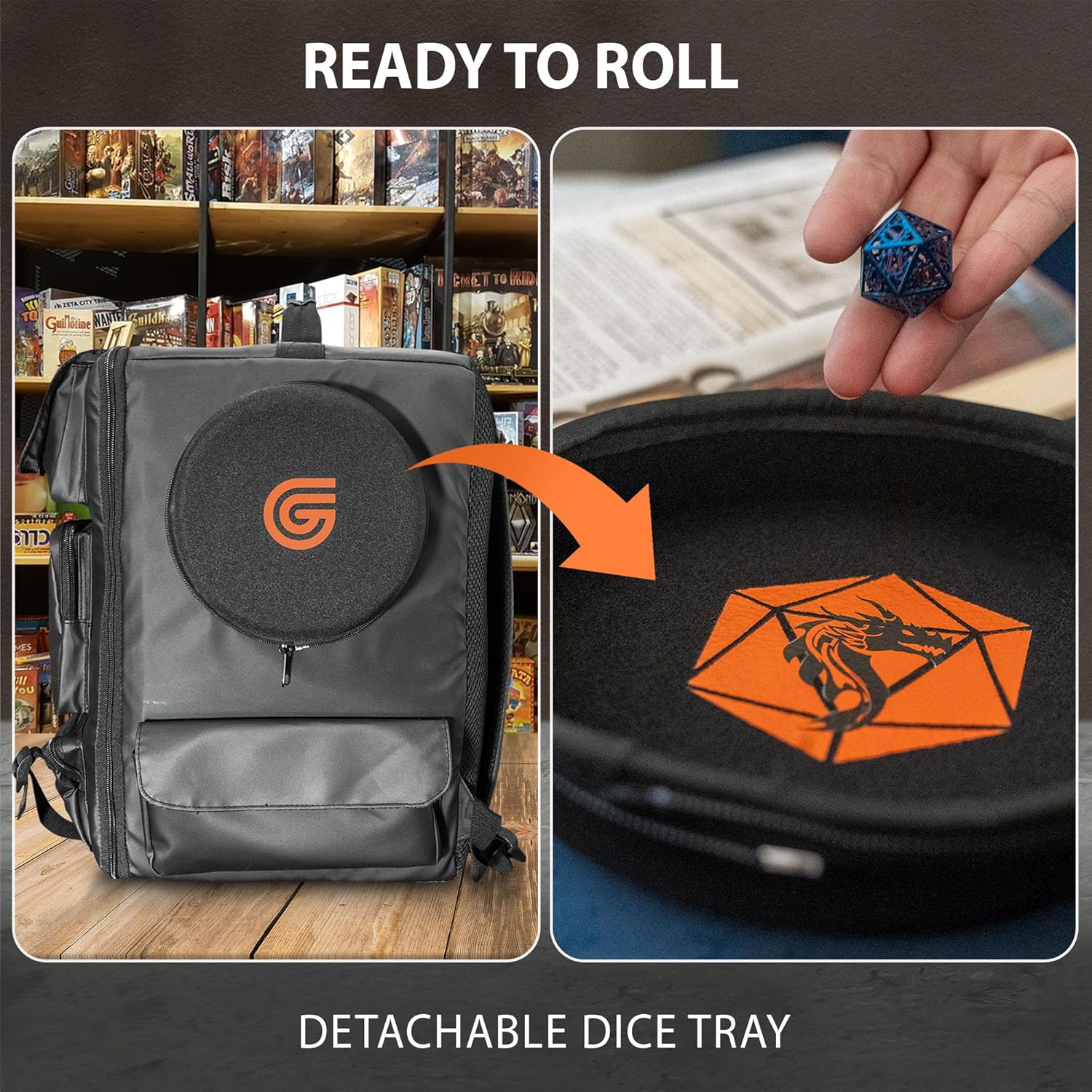 罪悪感のないゲーミングアルティメットボードゲームバックパック - ゲーマー、DND、RPGプレーヤーに最適 | 取り外し可能なサイコ