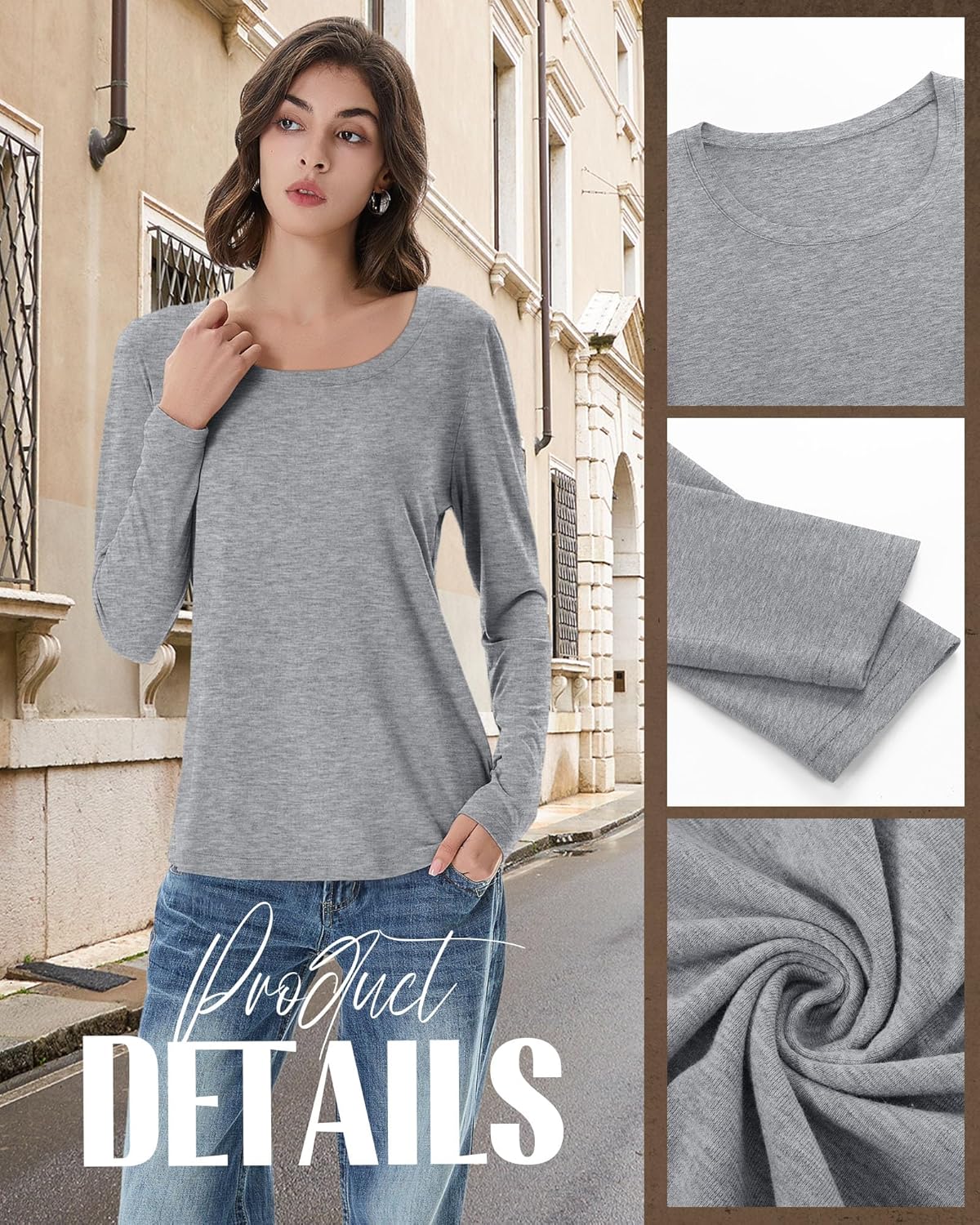 Neer 3 Pack Scoop Neck Long Sleeve Tops for Women, Loose Fit T-shirts Casual Fall Layer Trendy Basic Tees for Ladies - Image 3