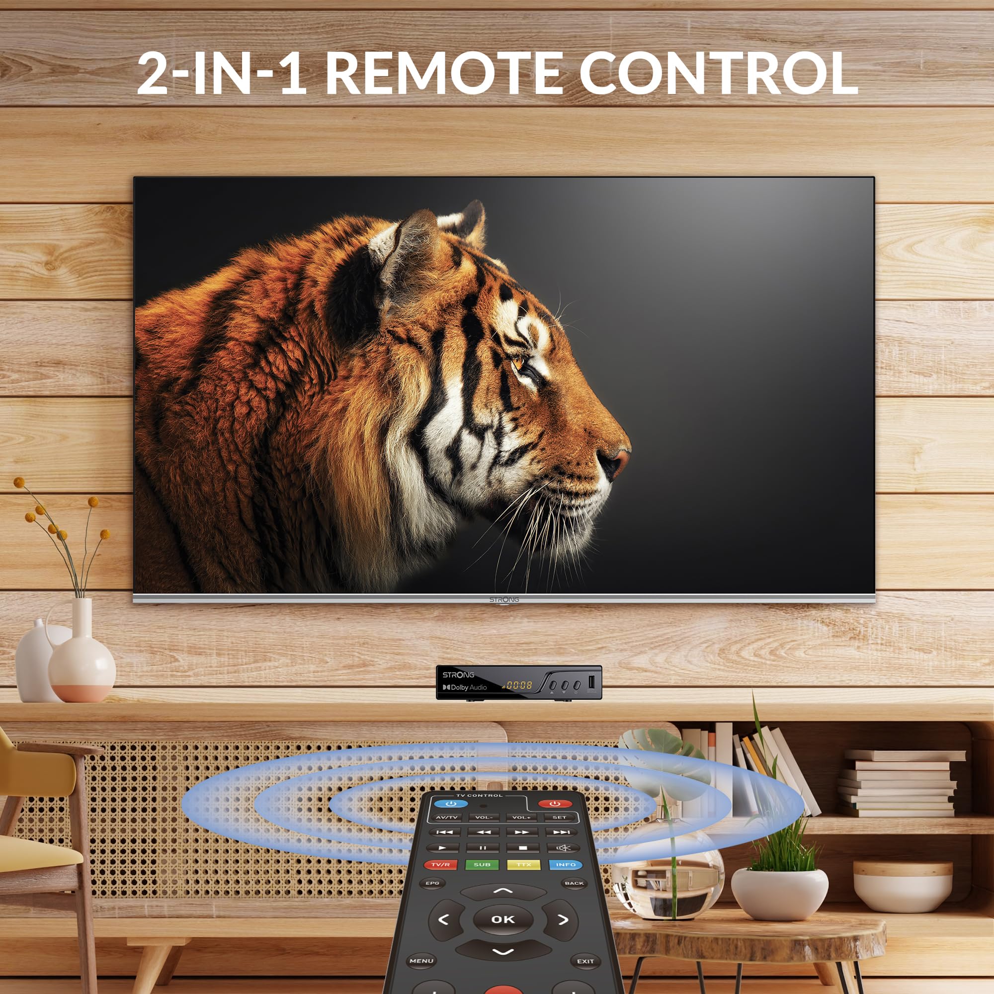 STRONG Dekoder TNT UHD 4K|DVB-T2|Kompatybilny z HEVC265|Odbiornik/Tuner TV Rejestrator USB|DOLBY Digital Plus|HDMI|SCART