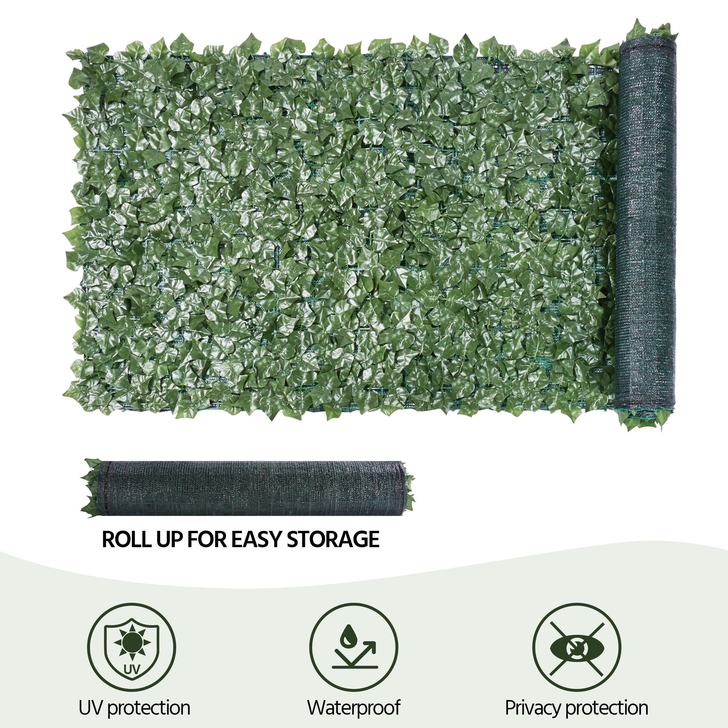 Yaheetech 2 Stück Künstliche Efeu Garten Sichtschutz, Künstliche Pflanzenwand mit Schattennetz, Efeu Sichtschutz, Künstliche Hecke für Balkon Gartenhecken Dekoration, 300× 100cm (LxB)
